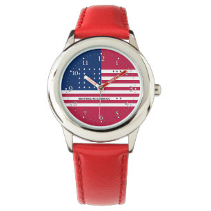 Patriotische Bikini-Atoll-Flaggen-Uhr Armbanduhr