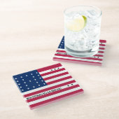 Patriotische Bikini-Atollflagge Glasuntersetzer (Schrägansicht)