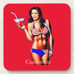 Patriotische Bikini Fitness Modell Thunder_Cove Getränkeuntersetzer