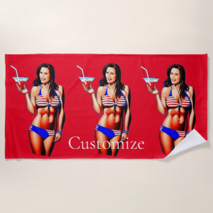 Patriotische Bikini Fitness Modell Thunder_Cove Strandtuch