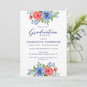 Patriotische Bläsernblauer Blauer Graduierungspart Einladung (Stehend Vorderseite)