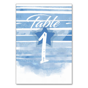 Patriotische blaue Streifen und Stern, 4. Juli Tischnummer