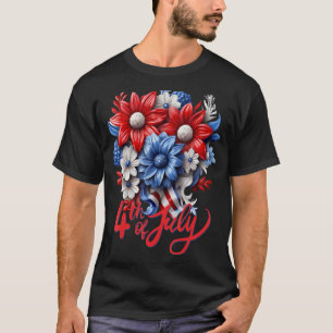 Patriotische Blume in Red White & Blue 4. Juli_ T-Shirt