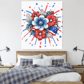 Patriotische Blume in Red White & Blue am 4. Juli Leinwanddruck (Insitu (Schlafzimmer))