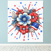 Patriotische Blume in Red White & Blue am 4. Juli Leinwanddruck (Insitu (Holzboden))