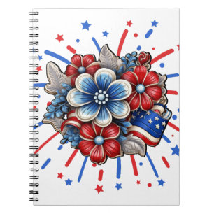 Patriotische Blume in Red White & Blue am 4. Juli Notizblock