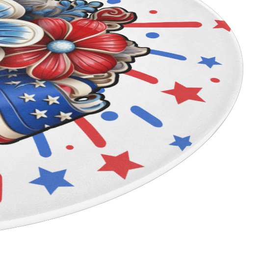 Patriotische Blume in Red White & Blue am 4. Juli Schneidebrett (Ecke)