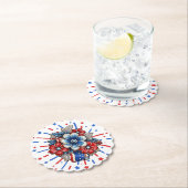 Patriotische Blume in Red White & Blue am 4. Juli Untersetzer (Vor Ort)