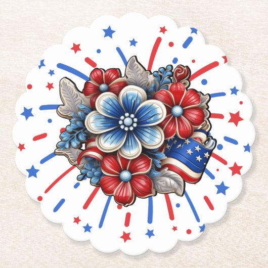 Patriotische Blume in Red White & Blue am 4. Juli Untersetzer (Vorderseite)