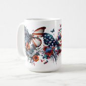 PATRIOTISCHE BLUME ROT-WEISSE BLAUENSCHALTFLÄCHE KAFFEETASSE (Vorderseite Links)