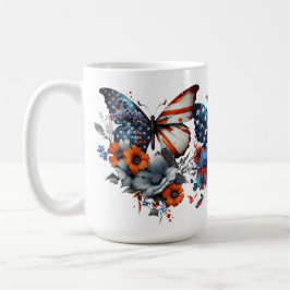 PATRIOTISCHE BLUME ROT-WEISSE BLAUENSCHALTFLÄCHE KAFFEETASSE