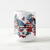 PATRIOTISCHE BLUME ROT-WEISSE BLAUENSCHALTFLÄCHE KAFFEETASSE (Mittel)