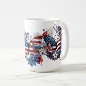 PATRIOTISCHE BLUME ROT-WEISSE BLAUENSCHALTFLÄCHE KAFFEETASSE (VorderseiteRechts)