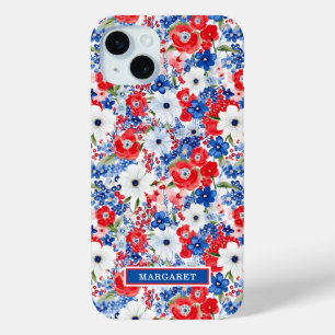 Patriotische Blumen mit Monogramm Case-Mate iPhone Hülle