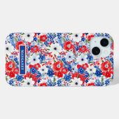 Patriotische Blumen mit Monogramm Case-Mate iPhone Hülle (Rückseite (Horizontal))
