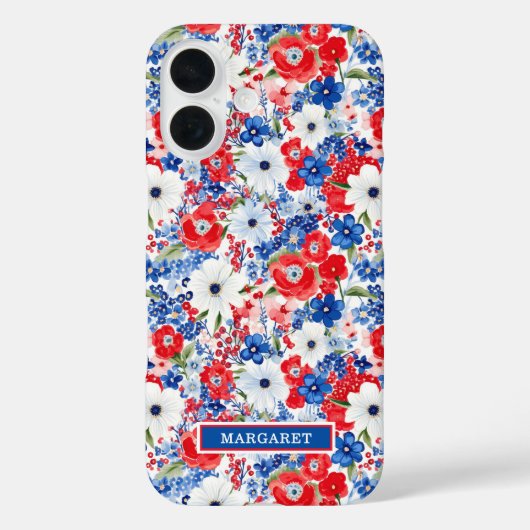 Patriotische Blumen Monogramm Case-Mate iPhone Hülle (Rückseite)
