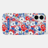 Patriotische Blumen Monogramm Case-Mate iPhone Hülle (Rückseite (Horizontal))