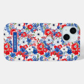 Patriotische Blumen Monogramm Case-Mate iPhone Hülle (Rückseite (Horizontal))