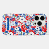 Patriotische Blumen monogrammiert Case-Mate iPhone Hülle (Rückseite (Horizontal))