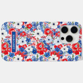 Patriotische Blumen monogrammiert Case-Mate iPhone Hülle (Rückseite (Horizontal))
