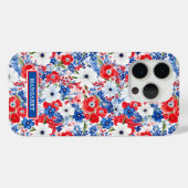 Patriotische Blumen monogrammiert Case-Mate iPhone Hülle (Rückseite (Horizontal))