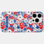 Patriotische Blumen monogrammiert Case-Mate iPhone Hülle (Rückseite (Horizontal))
