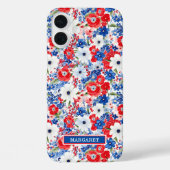 Patriotische Blumen monogrammiert Case-Mate iPhone Hülle (Rückseite)