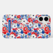 Patriotische Blumen monogrammiert Case-Mate iPhone Hülle (Rückseite (Horizontal))