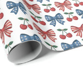 Patriotische Bögen und Kirschen Nahtloses Muster Geschenkpapier (Rolleneckpunkt)