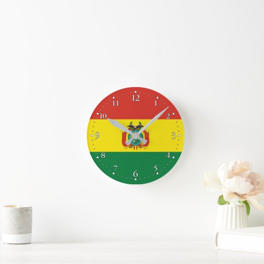 Patriotische Bolivienflagge Runde Wanduhr (Zuhause)