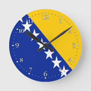 Patriotische bosnisch-herzegowinische Flagge Runde Wanduhr