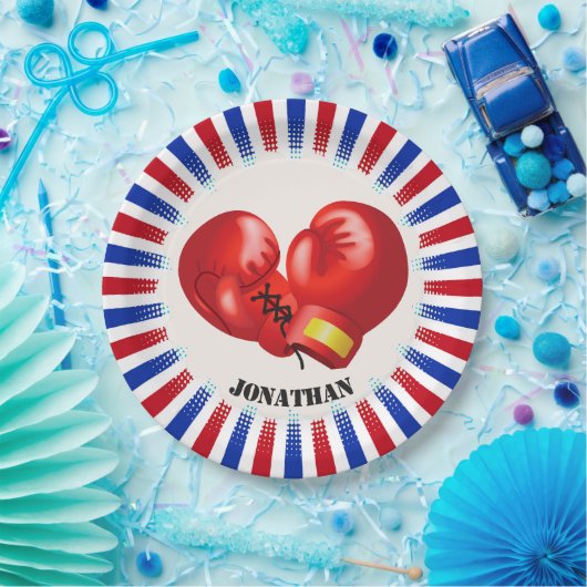 Patriotische Boxhandschuhe Design Paper Party Plat Pappteller (Party)