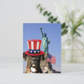 Patriotische Boxhunde Postkarte (Stehend Vorderseite)