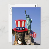 Patriotische Boxhunde Postkarte (Vorne/Hinten)