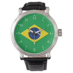 Patriotische Brasilienflagge Armbanduhr