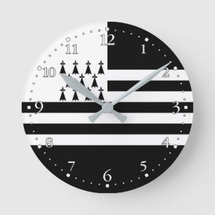 Patriotische Bretagne-Flagge Runde Wanduhr