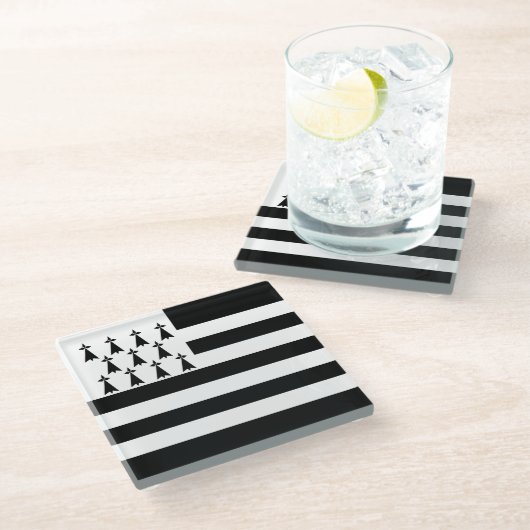 Patriotische Bretagne Glasuntersetzer (Schrägansicht)