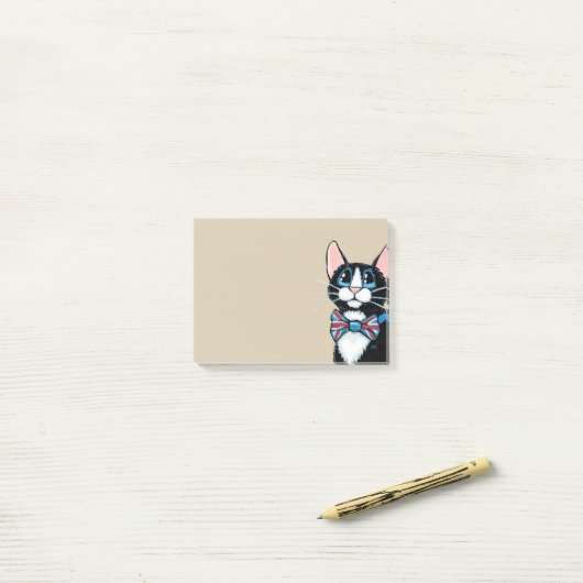 Patriotische BRITISCHE Tuxedo-Katzen-tragende Post-it Klebezettel (Auf Schreibtisch)