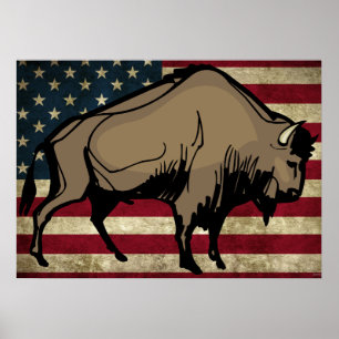PATRIOTISCHE BÜFFEL-PLAKATKUNST POSTER