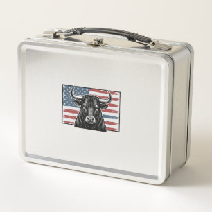 Patriotische Bullenflagge Vintage-Engraving-Design Metall Brotdose