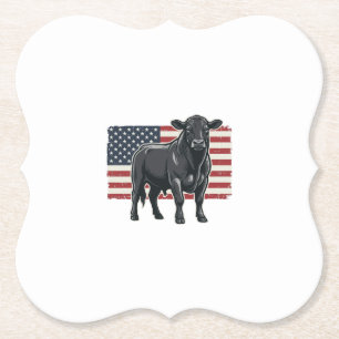 Patriotische Bullenflagge Vintage-Gravur Grafik_1 Untersetzer