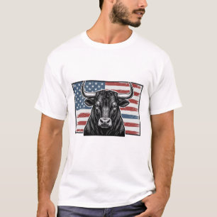 Patriotische Bullenflagge Vintage-Stichdesign_1 T-Shirt
