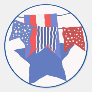 Patriotische Buntings und Star Runder Aufkleber