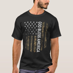 Patriotische Camouflage Amerikanische Flagge Gott  T-Shirt