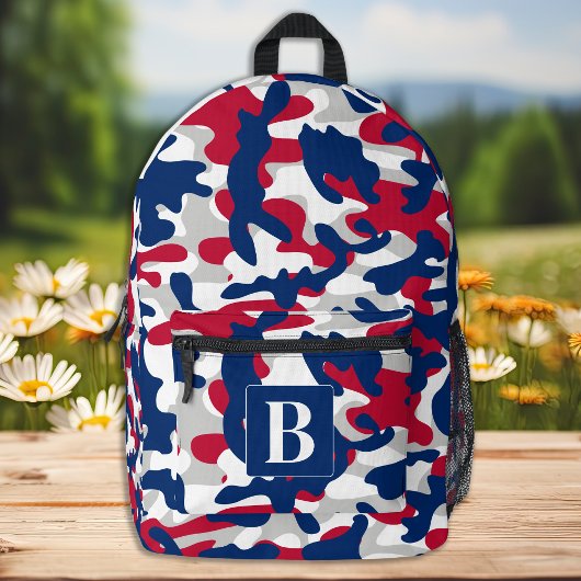 Patriotische Camouflage Personalisiert Monogramm C Bedruckter Rucksack
