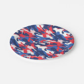 Patriotische Camouflage Red White Blue USA Pappteller (Schrägansicht)