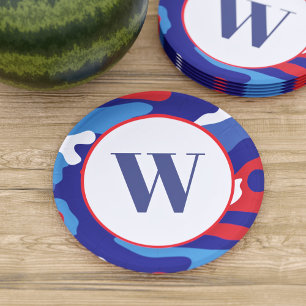Patriotische Camouflage Rot Weiß und Blau Camoufla Pappteller