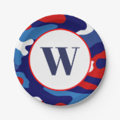 Patriotische Camouflage Rot Weiß und Blau Camoufla Pappteller (Vorderseite)