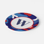 Patriotische Camouflage Rot Weiß und Blau Camoufla Pappteller (Schrägansicht)