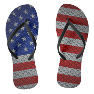 Patriotische Carbon Fiber Metal Steel American Fla Badesandalen